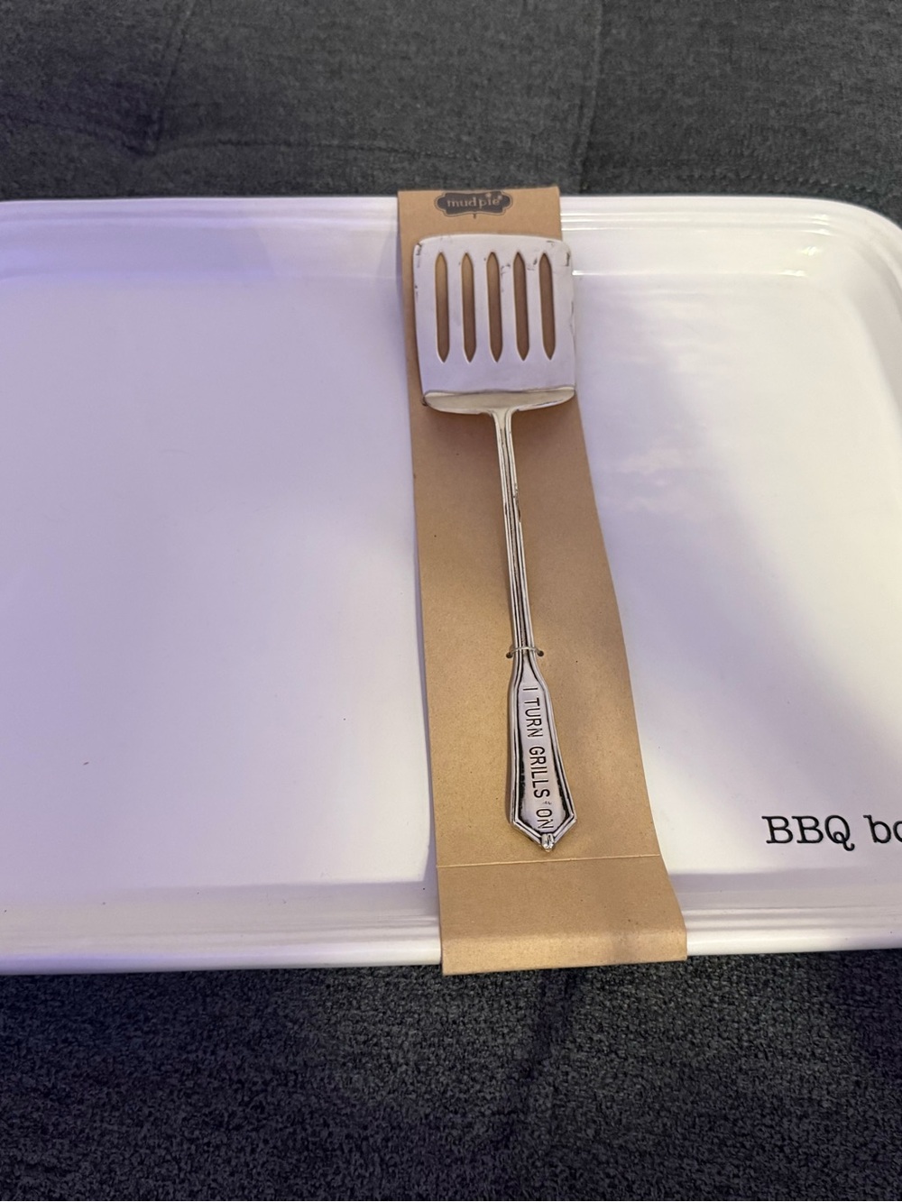 Mud Pie BBQ BOSS Platter with spatula 16x12”